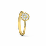 1ct Engagement Ring Round Diamond Cluster Floral Solitaire 14k Yellow Gold Over