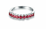 2Ct Round Cut Pink Ruby Dainty Stackable Wedding Band Ring 14K White Gold Finish