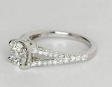 3Ct Round Cut Diamond Solitaire Split Band Engagement Ring 14K White Gold Finish