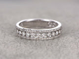 3ct Round Cut Diamond Three Row Petite 3/4th Eternity Band 14k White Gold Finish