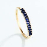 2ct Baguette Cut Blue Sapphire Milgrain Half Eternity Band 14k Yellow Gold Over