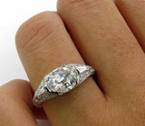 1Ct Oval Cut Diamond Vintage Art Deco Ring 14K White Gold Finish Baguette Accent