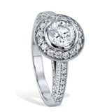 2ct Round Diamond Engagement Ring Halo Solitaire with Accent 18k White Gold Over