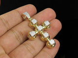 2.5ct Round Cut VVS1D Diamond Segmented Block Cross Pendant 14k Yellow Gold Over