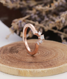 0.4ct Round Cut Diamond Engagement Ring 14k Rose Gold Finish Curved Stackable