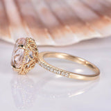 1.7ct Oval Peach Morganite Solitaire Promise Wedding Ring 14k Yellow Gold Finish