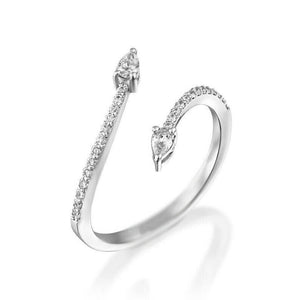 1.2ct Pear Cut VVS1D Diamond Engagement Ring Snake Bypass 14k White Gold Finish