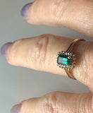 2.5ct Engagement Ring Cut Green Emerald Diamond Halo Cluster 14k YellowGold Over