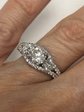 3.55ct Round Cut Diamond Trilogy Bridal Wedding Ring Set 14k White Gold Finish