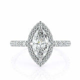 2ct Marquise Diamond Engagement Ring Accent Halo Solitaire 14k White Gold Finish