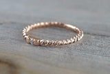 0.1ct Round Cut Diamond Wedding Band 14k Rose Gold Finish Twist Dainty Braided