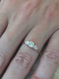 1.5ct Round Cut Diamond Engagement Ring Pear Accent Trilogy 14k Rose Gold Finish