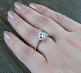 1.6ct Round Cut Diamond Engagement Ring 14k White Gold Over Halo Solitaire Women