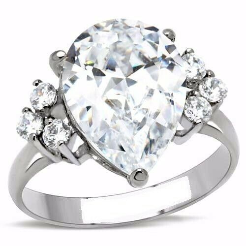 2.3Ct Pear Cut VVS1 Diamond Round Accents Engagement Ring 14K White Gold Finish