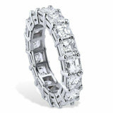 4.9ct Asscher Cut Diamond Wedding Ring Band Full Eternity 14k White Gold Finish