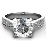 1.5ct Round Cut Diamond Accent 4 Prong Engagement Ring 14k White Gold Finish