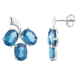 2.3ct Drop Earrings Oval Cut London Blue Topaz Berry Fruit 14k White Gold Finish