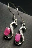 2ct Drop Earrings Oval Cut Pink Ruby Duck Swan 14k White Gold Finish