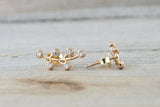 0.5ct Round Cut Diamond Milgrain Leaf Style Stud Earrings 14k Yellow Gold Finish