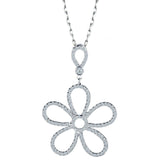 1.7ct Round Cut Diamond Pendant with Chain Flower Design 14k White Gold Finish