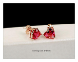 4Ct Heart Cut Pink Ruby Love Valentine Solitaire Stud Earring 14K Rose Gold Over