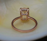 3ct Engagement Ring Emerald Cut Diamond Hidden Dual Halo 14k Rose Gold Finish