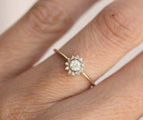 1.6ct Round Cut Diamond Engagement Ring 14k Yellow Gold Finish Floral Solitaire