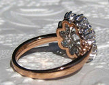 Floral Cluster Halo Engagement Ring 2.9ct Round Cut Diamond 14k Two Tone Finish