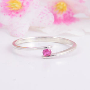 0.2ct Round Cut Pink Sapphire Tension Set Solitaire Ring 14k White Gold Finish