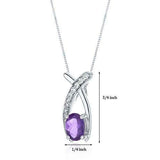 1.25Ct Oval Cut Purple Amethyst Stylish Pendant 14K White Gold Finish NO CHAIN