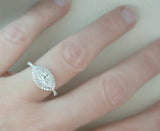 1.3ct Marquise Cut Horizontal Diamond Halo Engagement Ring 14k White Gold Finish