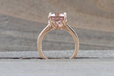 1.2ct Emerald Cut Peach Morganite Solitaire Engagement Ring 14k Rose Gold Finish