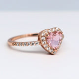 2.3Ct Heart Cut Peach Morganite Diamond Halo Engagement Ring 14K Rose Gold Over