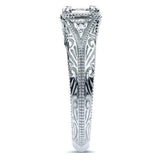 1.2Ct Princess Cut Diamond Milgrain Filigree Vintage Ring 14K White Gold Finish