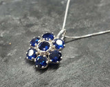 2.7ct Blue Sapphire Pendant Round Cut Cluster Design 14k WhiteGold Over NO CHAIN