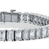 15Ct Emerald Cut Sparkle VVS1/D Diamond Tennis Bracelet 14K White Gold Finish