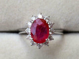 2.6ct Engagement Ring Oval Cut Pink Ruby Diamond Floral 14k White Gold Finish