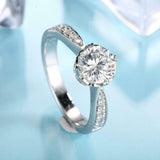 1.6ct Round Cut Diamond Engagement Ring Accents Solitaire 18k White Gold Finish