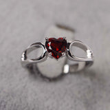 1ct Engagement Ring Heart Cut Red Garnet Split Shank 14k White Gold Finish