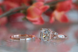 Bridal Set Engagement Ring 2ct Asscher Cut VVS1D Diamond 14k Rose Gold Finish