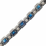 10ct Princess Cut Blue Sapphire Diamond Women Tennis Bracelet 14k WhiteGold Over