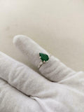 1ct Engagement Ring Pear Cut Green Emerald Three Stone 14k White Gold Finish