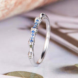 0.5ct Round Cut Blue Sapphire Bamboo Design Wedding Band Ring 14k WhiteGold Over