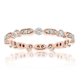 1.5Ct Round Diamond Milgrain Stackable Eternity Wedding Band 14K Rose Gold Over