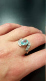 1.6ct Engagement Ring Oval Cut Aquamarine Leaf Solitaire 14k White Gold Finish