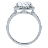 3.4ct Round Cut Diamond Engagement Ring Halo Solitaire 14k White Gold Finish