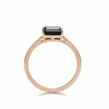 0.5ct Emerald Cut Black Diamond Engagement Ring 14k Rose Gold Finish Solitaire