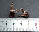 2.56ct Dangle Earrings Round Cut Red Garnet Stylish 14k Rose Gold Finish