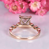 1.5ct Princess Cut Peach Morganite Accents Solitaire Ring 14k Rose Gold Finish