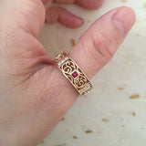 1ct Princess Cut Pink Ruby Filigree Wedding Band Ring 14k Yellow Gold Finish